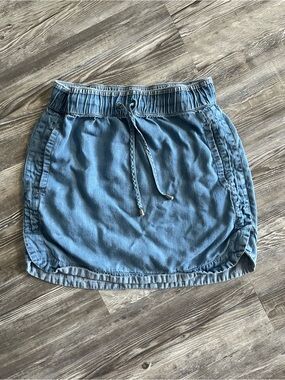Casual Light Blue Denim Drawstring Mini Skirt
